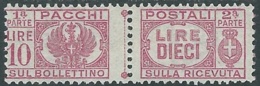 1946 LUOGOTENENZA PACCHI POSTALI 10 LIRE MH * - RB14-6 - Colis-postaux