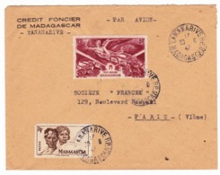 Lettre 1947 Madagascar Poste Aérienne Antananarivo Tananarive Crédit Foncier Banque Bank - Luftpost