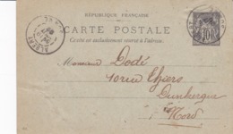 Carte Sage 10 C Noir G10 Oblitérée Repiquage Cie Des Automobiles Et Cycles Hurtu - Cartoline Postali Ristampe (ante 1955)