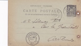 Carte Sage 10 C Noir G10 Oblitérée Repiquage A. Massieux - Cartoline Postali Ristampe (ante 1955)