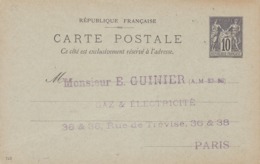 Carte Sage 10 C Noir G10 Neuve Repiquage Guinier - Overprinter Postcards (before 1995)