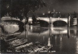 TORINO-FIUME PO E MONTE DEI CAPPUCCINI DI NOTTE-VERA FOTO-1948-F.G - Fiume Po