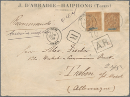 Französisch-Indochina: 1899/1938, Covers (7), Used Stationery (6) Inc. 1899 Registered AR-cover To G - Storia Postale