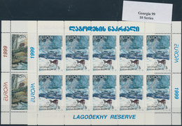 Georgien: 1999, Europa (National Parks: Deer & Bear ), 93 Pairs Of Two Minautre Sheets With 10 Stamp - Georgia