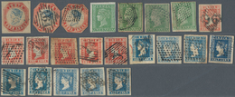 Indien: 1854/1855, Mainly Used Lot Of 22 Stamps Incl. Three Copies 4a. Blue/red, Slightly Varied But - 1854 East India Company Administration