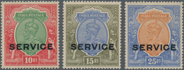 Indien - Dienstmarken: 1913 KGV. Officials 10r., 15r. And 25r., Wmk Single Star, Mint Very Lightly H - Sellos De Servicio