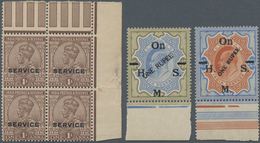 Indien - Dienstmarken: 1922-25, Six Stamps Showing Shiny TRIAL Overprint, With 1922 KGV. 1a. Top Rig - Official Stamps