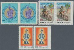 Iran: 1967/1976, Group Of Eleven Horizontal Pairs: Nine "imperf Between" And Two "right Stamp Imperf - Iran
