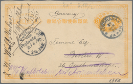 Japan - Ganzsachen: 1892, UPU Reply Card 3 S. Canc. "YOKOHAMA 27 MAR 96" To Berlin/Germany And Fwd. - Postales