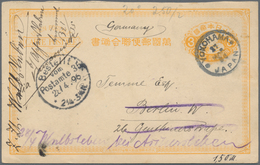 Japan - Ganzsachen: 1892, UPU Reply Card 3 S. Canc. "YOKOHAMA 27 MAR 96" To Berlin/Germany And Fwd. - Cartes Postales