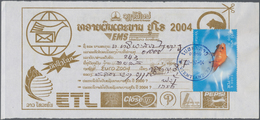 Laos: 2004: 50 EMS Courier Forms Each Franked By Nice Stamps Depicting Fishes Or Butterflies, Cancel - Laos