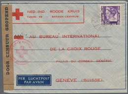 Niederländisch-Indien: 1940/41, Interesting Lot Of Over 60 Airmail Envelopes With Red Address Additi - India Holandeses