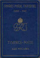 Pitcairn: 1947 'UPU Congress Paris 1947' Presentation Booklet With Ten Mint Stamps Adhered, With Set - Pitcairneilanden