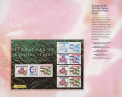 Singapur: 1995 Group Of 10 'Orchids' Miniature Sheet In Larger Size With Proofs Of The Orchid Stamp - Singapore (...-1959)