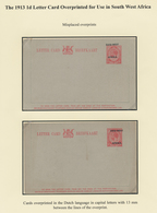 Südwestafrika: 1923/1928. Specialized Collection "The 1913 1d Letter Card Overprinted For Use In Sou - África Del Sudoeste (1923-1990)
