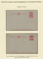 Südwestafrika: 1923/1928. Specialized Collection "The 1913 1d Letter Card Overprinted For Use In Sou - Südwestafrika (1923-1990)