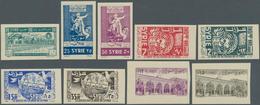 Syrien: 1949/1957, U/m Collection Of 16 IMPERFORATE Issues (=69 Stamps): Michel Nos. 586/16, 627/40, - Siria