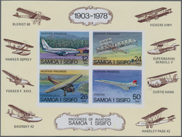 Thematik: Flugzeuge, Luftfahrt / Airoplanes, Aviation: 1978, Samoa. Lot Containing 6 IMPERFORATE Sou - Vliegtuigen
