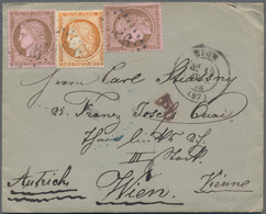 Frankreich: 1870 - 1875, 6 Letters, Partly With Contents And An Obverse To Vienna, 60 Centimes Frank - Verzamelingen