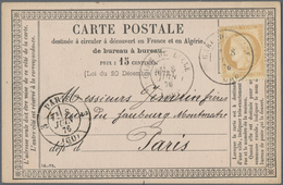 Frankreich: 1875 13 Mostly Used Precursor Cards (cartes Précuseurs), Incl. Mutilated Print Note Of D - Collezioni