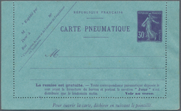Frankreich - Ganzsachen: 1907/11 12 Unused And Used Lettercards Of The Parisian Tubemail, All Type S - Andere & Zonder Classificatie