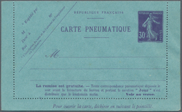 Frankreich - Ganzsachen: 1907/11 12 Unused And Used Lettercards Of The Parisian Tubemail, All Type S - Other & Unclassified