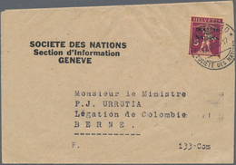 Schweiz - Völkerbund (SDN): 1922/1946, Lot Von 17 Bedarfsbelegen, Dabei Drei Einschreibebriefe Je Mi - UNO