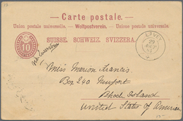 Schweiz - Ganzsachen: 1893-1930 Destinationen: 14 Gebrauchte Ganzsachenkarten Mit Ungewöhnlichen Des - Enteros Postales