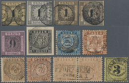 Baden - Marken Und Briefe: 1851-1870, Partie Mit über 30 Steckkarten Mit Gestempelten Marken, Dabei - Andere & Zonder Classificatie
