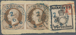 Hannover - Marken Und Briefe: 1862/1864, Kleines Lot, Dabei Briefstück 17x+Paar 25y (Scherenschnitt) - Hanovre