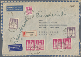 Bizone: 1950, Zwei Briefe Und Eine Briefvorderseite In Bedarfserhaltung Mit Hohen Frankaturen Bauten - Andere & Zonder Classificatie