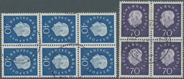Bundesrepublik Deutschland: 1954/1960, Gestempelte Partie Einheiten Mit Viererblock Mi.-Nr. 186, Zwe - Sammlungen