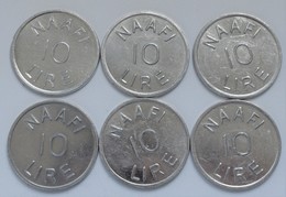 Italien: Sardinien, Lot 10 NAAFI Token Zu 10 Lire (um 1944). Die Vorderseite Trägt Die Bezeichnung N - 1861-1878 : Víctor Emmanuel II