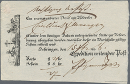 Württemberg - Postscheine: 1834/1871, Partie Von Sieben Postscheinen Und Zehn Feldpost-Briefen/-Kart - Otros & Sin Clasificación