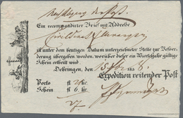 Württemberg - Postscheine: 1834/1871, Partie Von Sieben Postscheinen Und Zehn Feldpost-Briefen/-Kart - Altri & Non Classificati