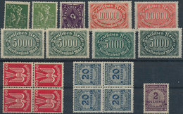 Deutsches Reich - Inflation: 1921-1923, Postfrisches INFLA-Farbenlot Mit Den MiNr. 187 B+c, 224 B, 2 - Colecciones