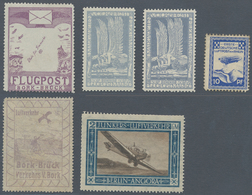Deutsches Reich - Halbamtliche Flugmarken: 1912/24, 6 Ungebrauchte Halbamtliche Flugmarken Wie Folgt - Correo Aéreo & Zeppelin