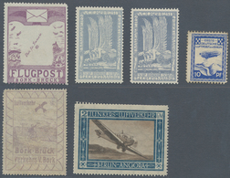 Deutsches Reich - Halbamtliche Flugmarken: 1912/24, 6 Ungebrauchte Halbamtliche Flugmarken Wie Folgt - Airmail & Zeppelin