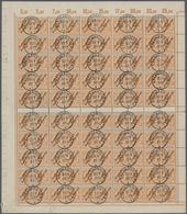 Deutsch-Neuguinea: 1897, 25 Pfg. Gelblichorange, Originalbogen Zu 100 Werten Mit Zwischenstegen, Kla - Deutsch-Neuguinea