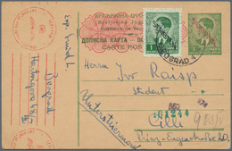 Dt. Besetzung II WK - Serbien - Ganzsachen: 1941/1943, Lot Of Five Commercially Used Stationery Card - Ocupación 1938 – 45