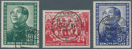 DDR: 1950/1955, Postfrische Und Gestempelte Steckkartenpartie, Dabei Dreimal Debria-Block, Marx-Bloc - Verzamelingen