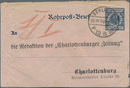 Berlin - Rohrpost: 1884/1919, Interessante Partie Mit 25 Gebrauchten Ganzsachen, Zumeist Amtliche Ro - Autres & Non Classés