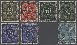 Bizone: Ab 1948. GESTEMPELT-Lot Mit Exportmesse-Block (Mi. Bl. 1a), 6 Versch. Netzaufdrucke (ex 63II - Otros & Sin Clasificación