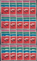 Bundesrepublik Deutschland: 1955, Deutsche Lufthansa 5-20 Pfg., 120 Postfrische Sätze (auf Plattenfe - Sammlungen