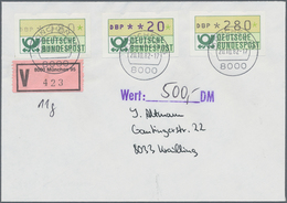 Bundesrepublik - Automatenmarken: 1982, BLAUE MÜNCHNER, Partie Von Acht Belegen (sieben Gelaufen, Ei - Timbres De Distributeurs [ATM]