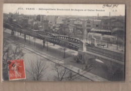 CPA 75 PARIS - Métropolitain Boulevard St-Jacques Et Usine Pardon - TB PLAN PONT CHEMIN DE FER + Vue Ville Derrière - Arrondissement: 14