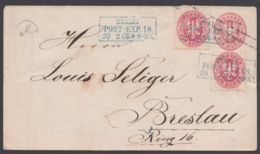 Mi-Nr. U 26A, "Berlin Post-Exp. 18", Blauer Ra, KBHW 439b, Bedarfs- GS Mit Zusatzfr. Nach Breslau, 1866 - Postal  Stationery