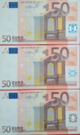 Trio Correlativ EURO SPAIN(V) 50 EUROS M057, DRAGHI, UNCIRCULATED - 50 Euro