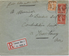 ALSACE - 1919 - CACHET PROVISOIRE SANS DEPARTEMENTS - ENVELOPPE RECOMMANDEE De COLMAR ETIQUETTE ALLEMANDE - 1906-38 Sower - Cameo