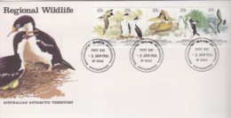 Polaire Australien, N° 55 à 59 (bande) Obl. Premier Jour Davis Le 2 JAN 84 Sur FDC Régional Wildlife - Lettres & Documents